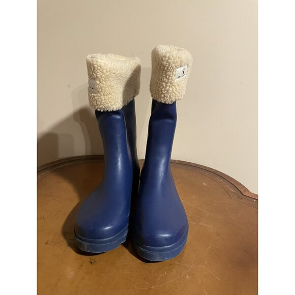 Bearpaw Women's Shearling Lined Blue Rubber Rain boots Size 3 (F142) - Picture 2 of 9